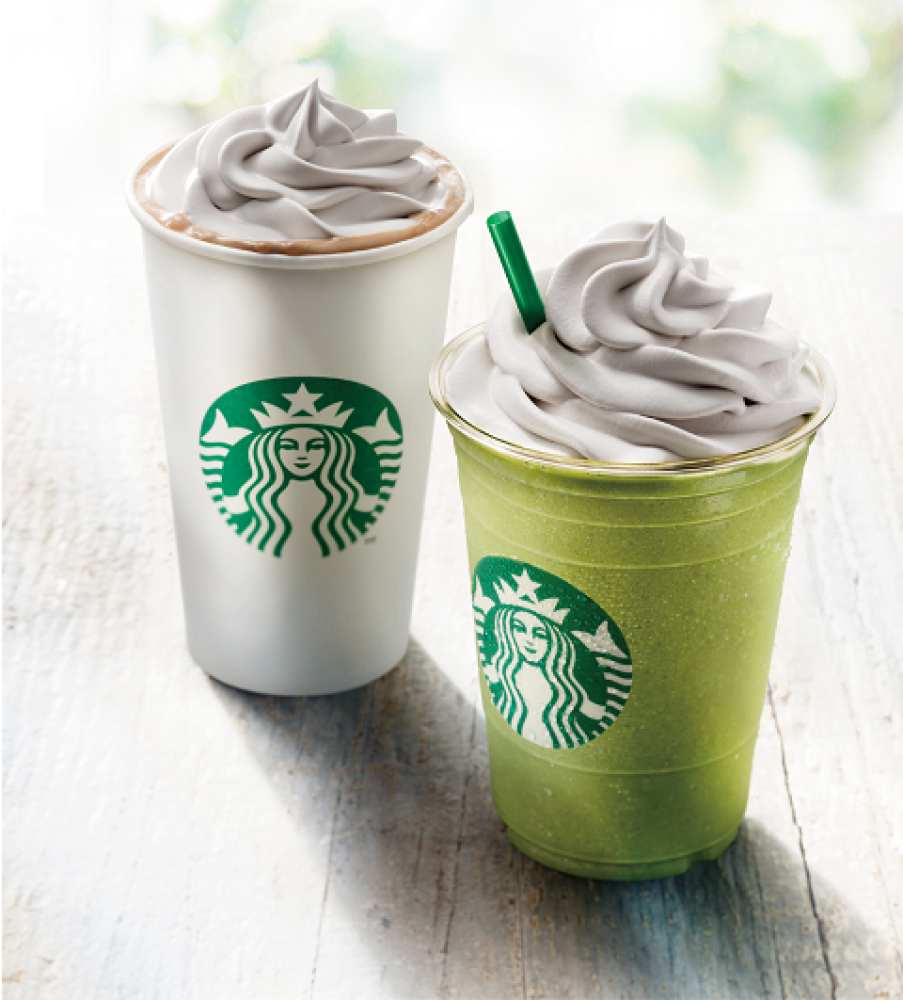 「ソイ カフェ モカ with ソイ ホイップクリーム」と「ソイ 抹茶 クリーム フラペチーノ with ソイ ホイップクリーム」